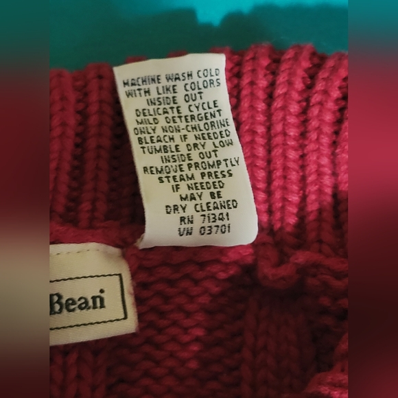 Vintage LL Bean Cable Knit Mock Neck Women’s Sweater Size L 100% Cotton - Picture 5 of 9